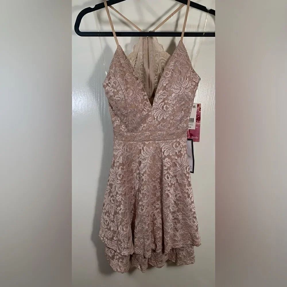 Emerald  Sundae NWT pink/quartz glittery core social dress Size Small